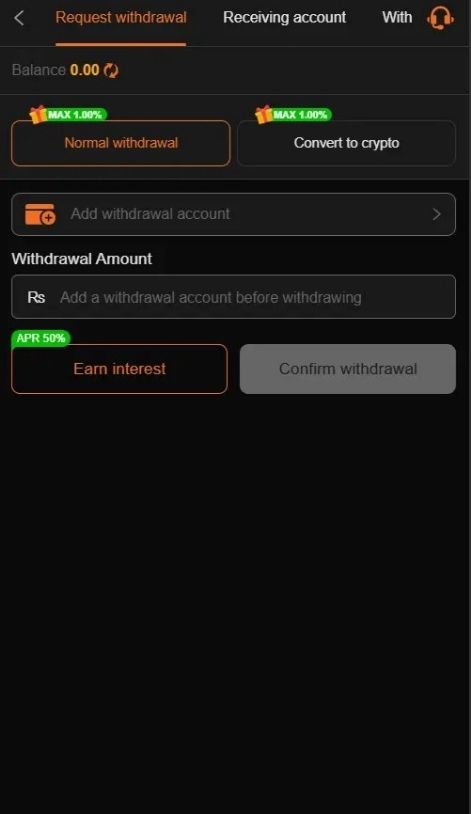 999HA Game withdrawal screen showing withdrawal account and amount options on Android
